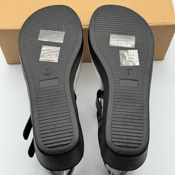 Journey Womens Bianca Black Wedge Sandals Dual Buckle Straps Size 8 - Picture 5 of 7